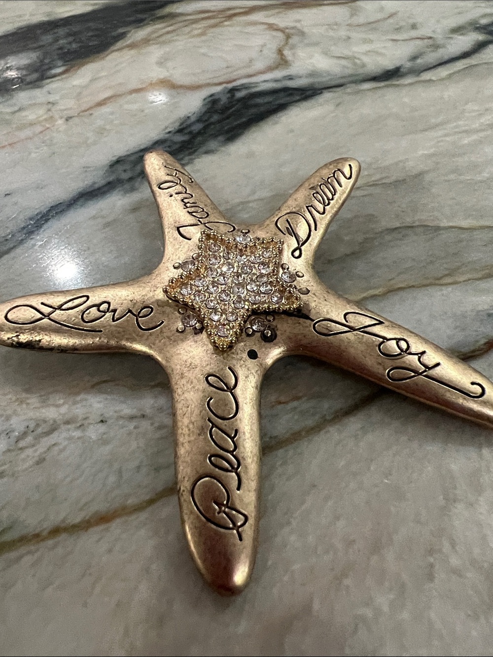 Chico's Gold-Tone Starfish Brooch with Crystal Accents